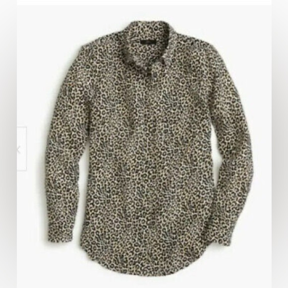 J. Crew 100% silk leopard button down blouse size 8 - Picture 4 of 10